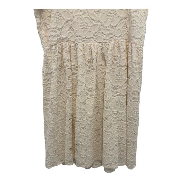 Abercrombie Fitch Mini Dress Womens Large Beige Floral Eyelet Lace Fairy Boho - Picture 6 of 10